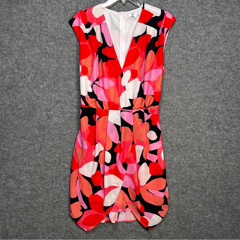 Lime Lush Boutique Women’s L Vibrant Floral Sleeveless Faux Wrap V-Neck Dress